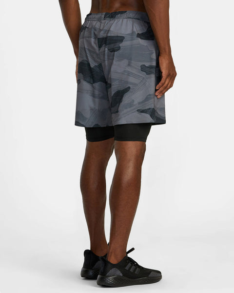 RVCA Yogger Train 2-in-1 Elastic Waist Workout Shorts 17"