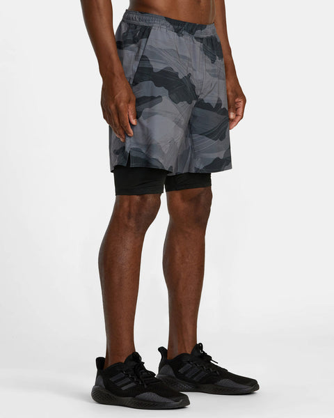 RVCA Yogger Train 2-in-1 Elastic Waist Workout Shorts 17"