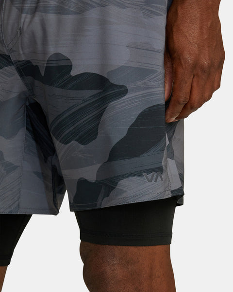 RVCA Yogger Train 2-in-1 Elastic Waist Workout Shorts 17"