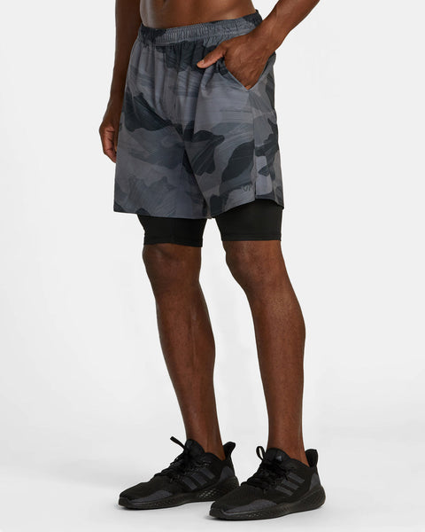 RVCA Yogger Train 2-in-1 Elastic Waist Workout Shorts 17"