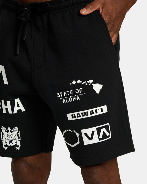 RVCA Hawaii All Brand Elastic Waist Sport Shorts