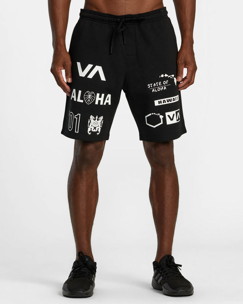 RVCA Hawaii All Brand Elastic Waist Sport Shorts