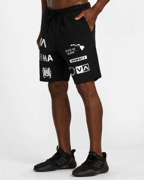 RVCA Hawaii All Brand Elastic Waist Sport Shorts
