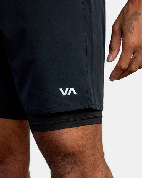 RVCA Yogger Train 2-in-1 Elastic Waist Workout Shorts 17"