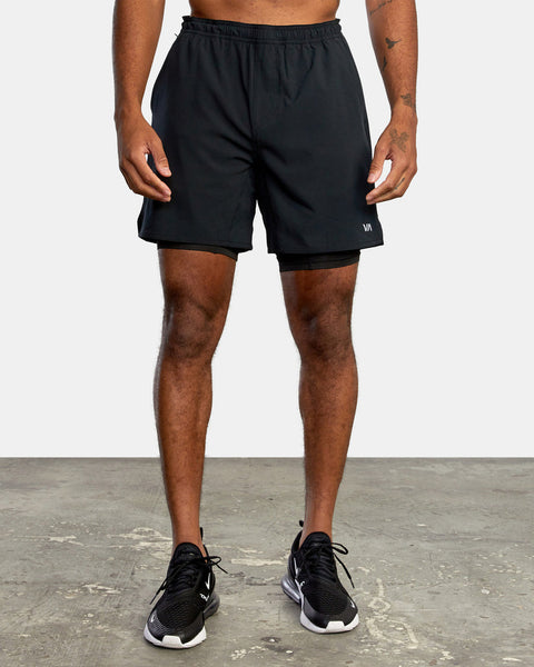 RVCA Yogger Train 2-in-1 Elastic Waist Workout Shorts 17"