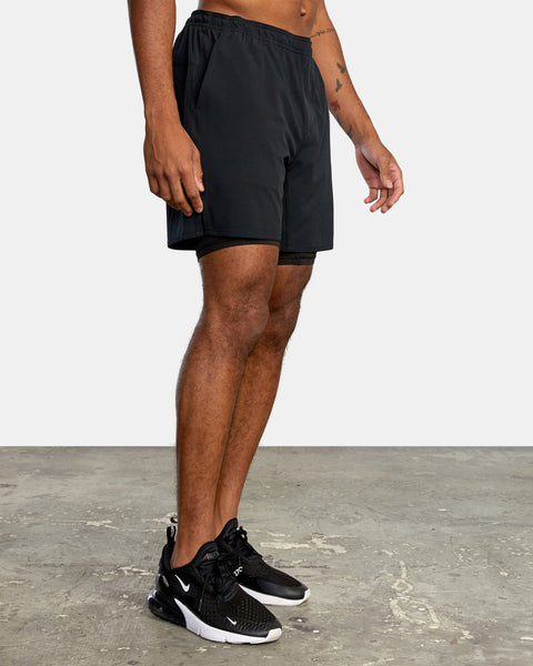 RVCA Yogger Train 2-in-1 Elastic Waist Workout Shorts 17"