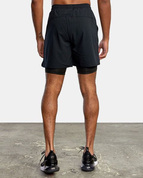 RVCA Yogger Train 2-in-1 Elastic Waist Workout Shorts 17"