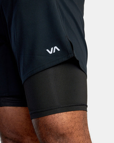 RVCA Yogger Train 2-in-1 Elastic Waist Workout Shorts 17"