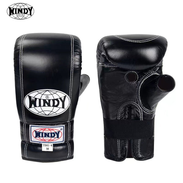 Windy Tbg4 Muay Thai Boxing Punching Bag Gloves Open Thumb Leather M-XL Black