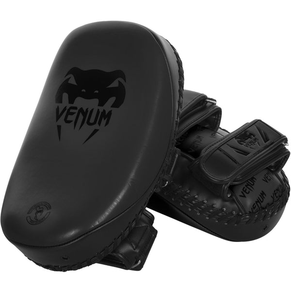 Venum Light Kick Pad - Skintex Leather - Black/Ice (Pair) Kick Pads - Black, White